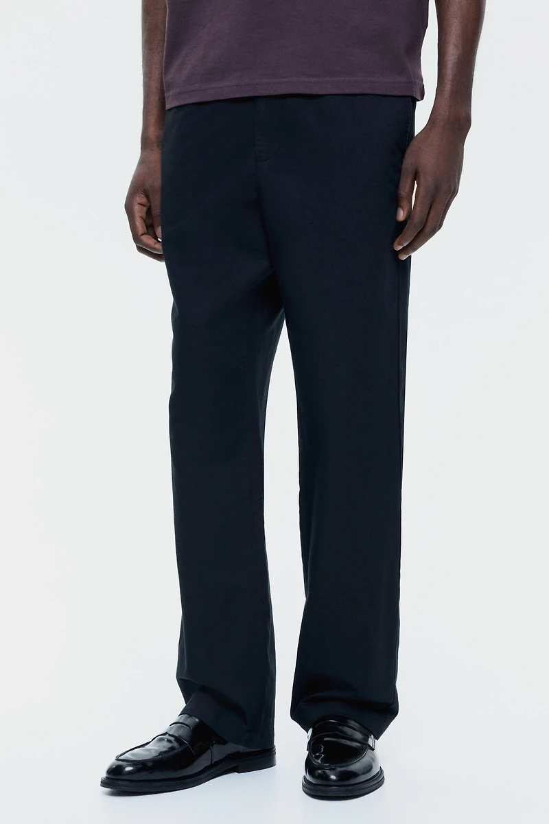 Regular-Fit Linen-Blend Pants