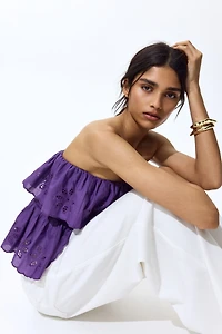 Flounce-Trimmed Peplum Tube Top