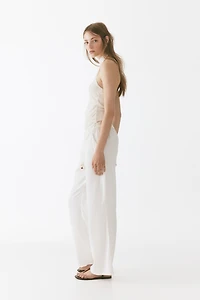 Linen-Blend Drawstring Pants