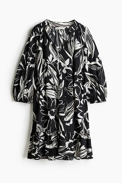 Voluminous Tie-Belt Dress