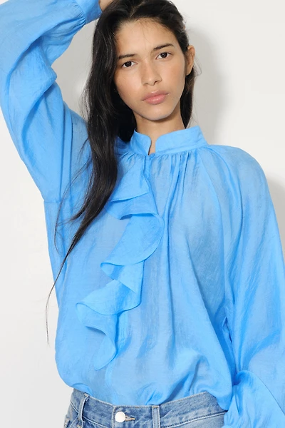 Flounced Lyocell-Blend Blouse