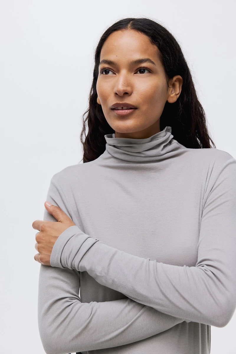 Pima Cotton Turtleneck Top