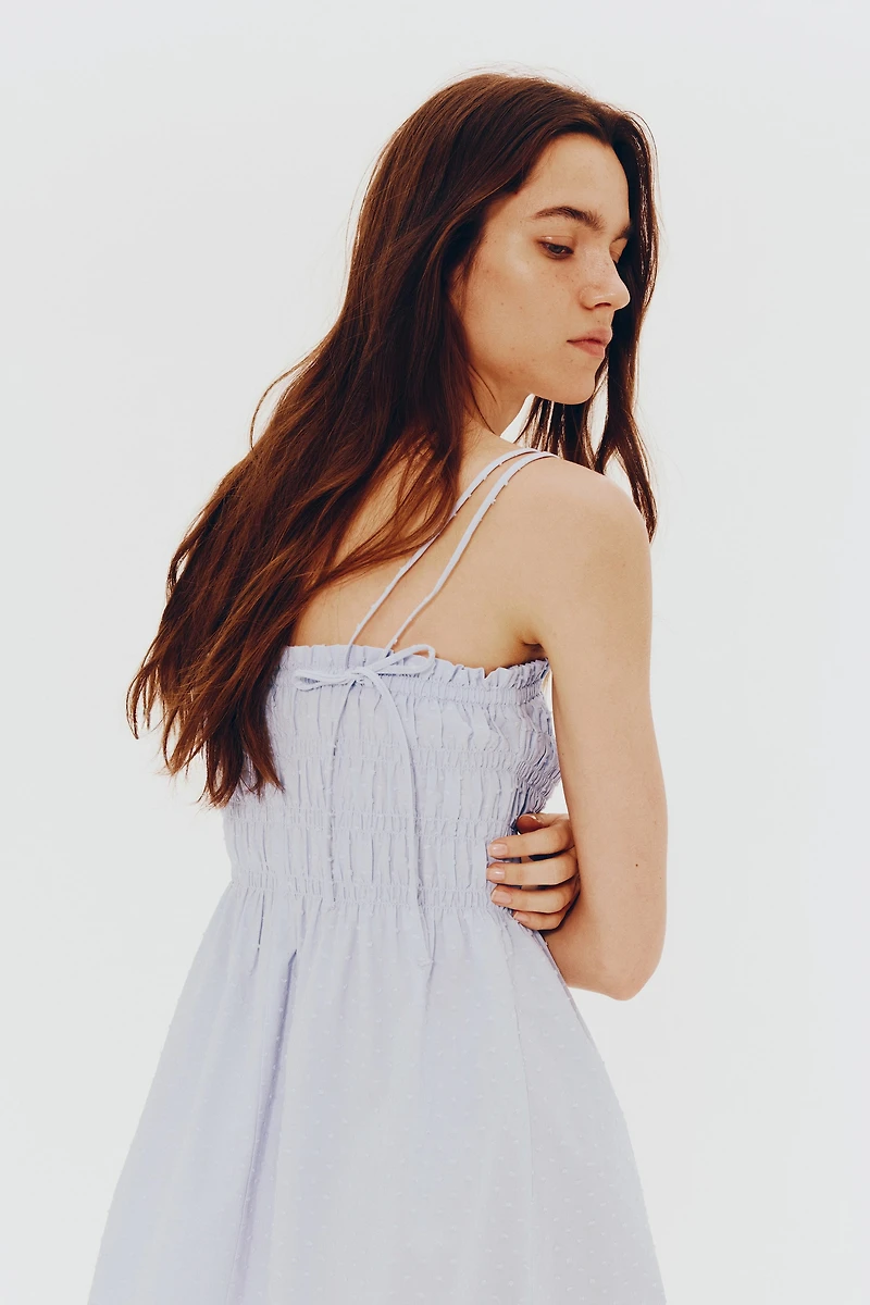 Smocked-Bodice Cotton Dress