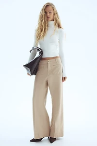 Wide-Leg Twill Pants
