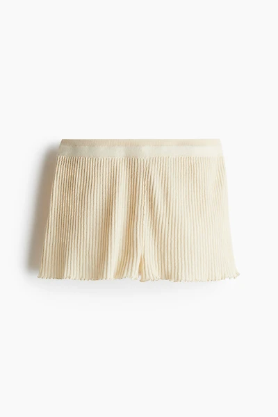 Linen-Blend Rib-Knit Shorts