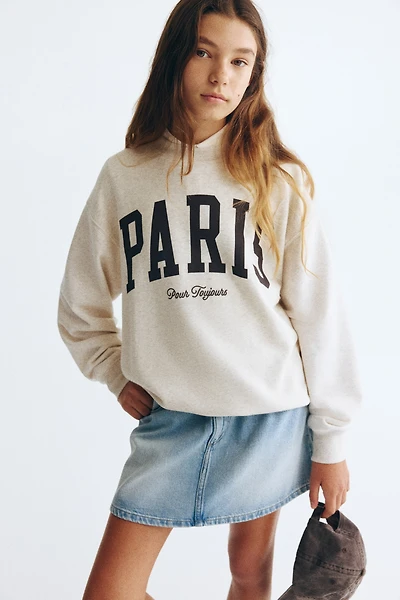 Sweatshirt with Printed Motif