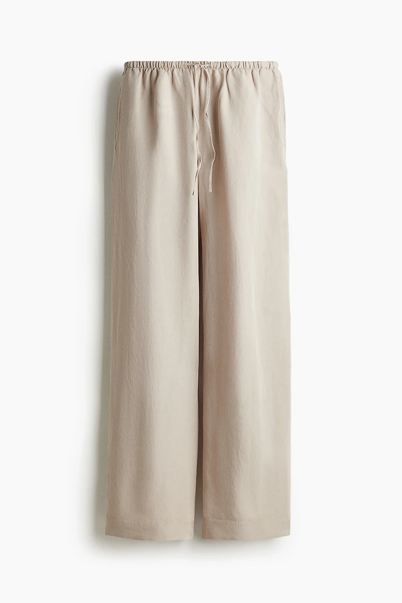 Straight linen-blend trousers