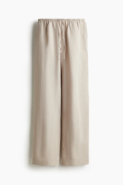 Straight-Leg Linen-Blend Pants