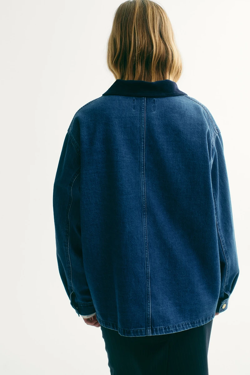 Denim Jacket with Corduroy Collar