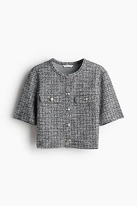 Short-Sleeved Bouclé Cardigan