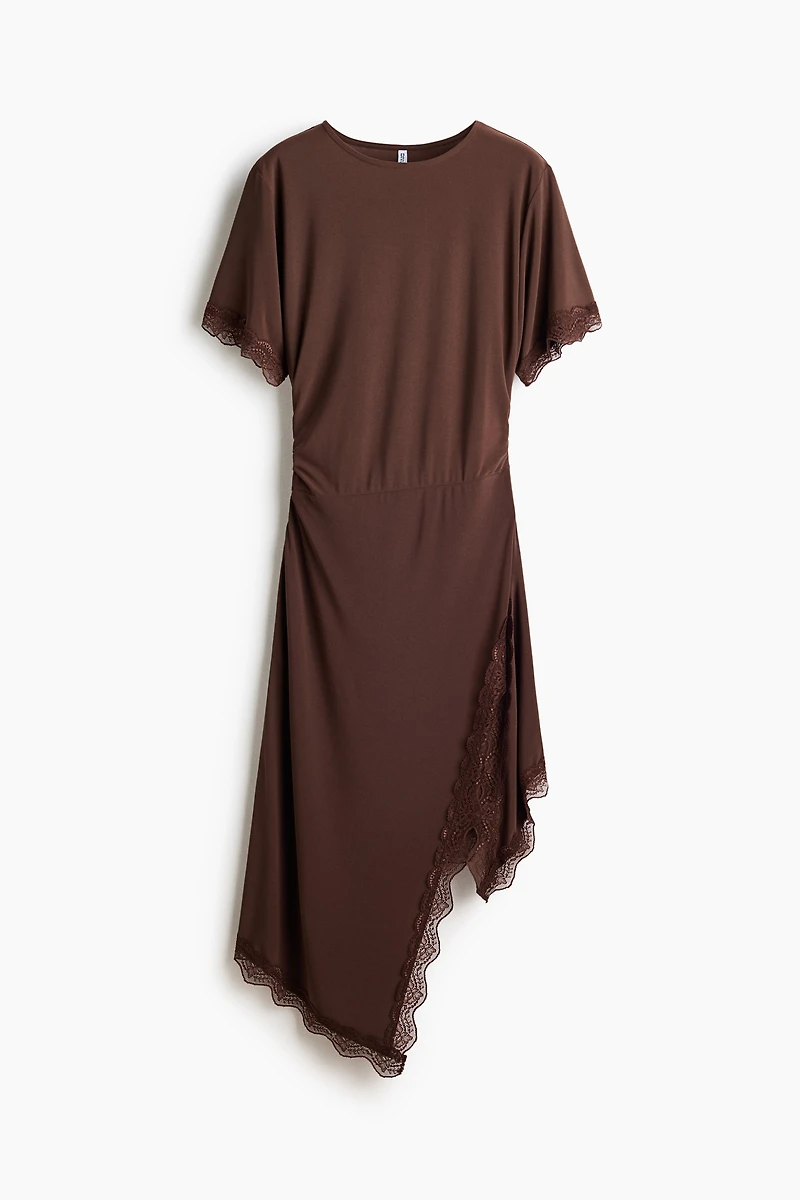 Lace-Trimmed Jersey Dress