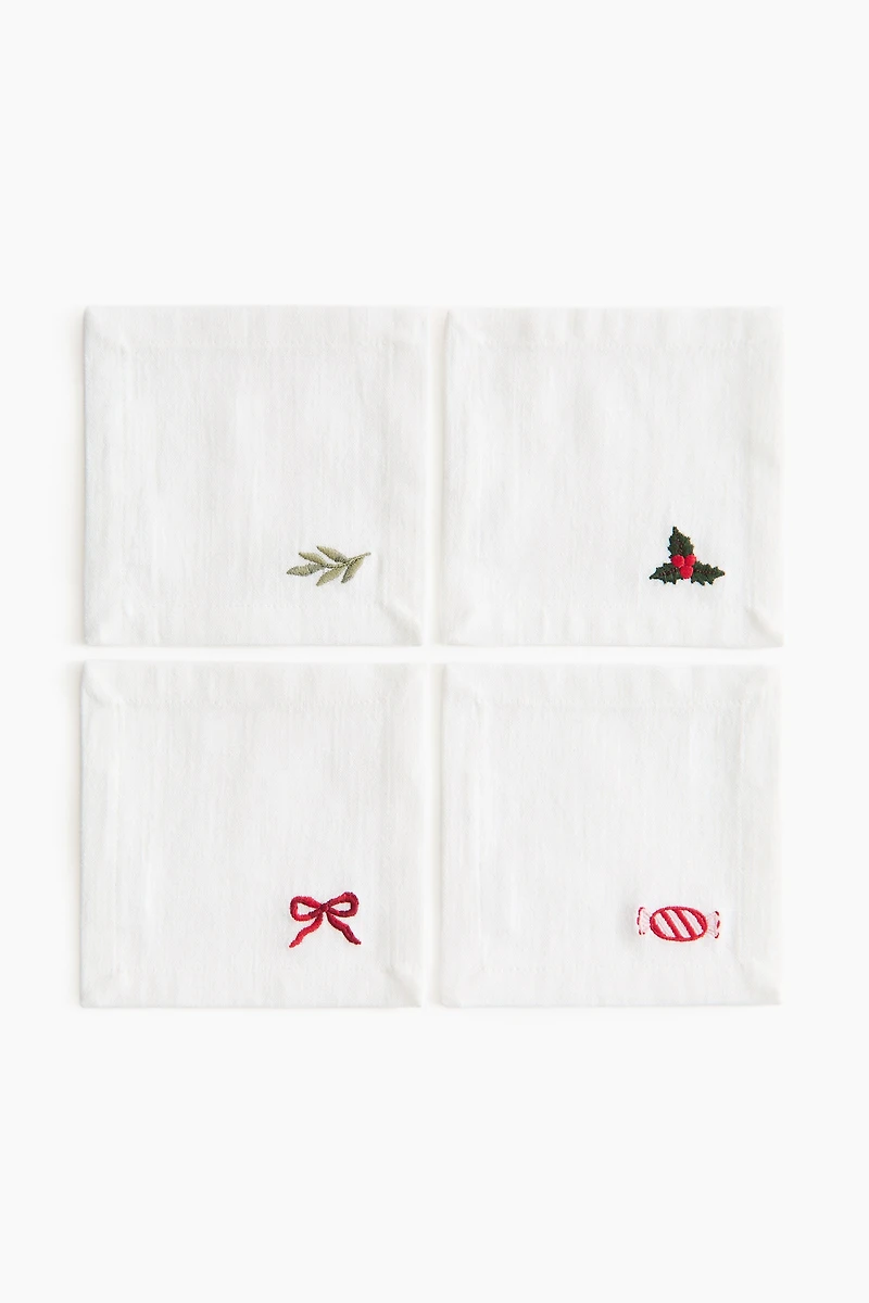 Lot de 4 sous-verres brodés