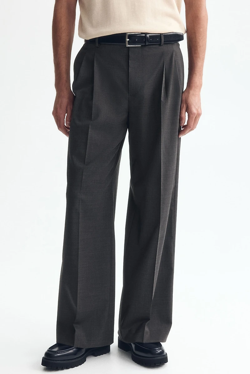 Loose-Fit Wool-Blend Tailored Pants