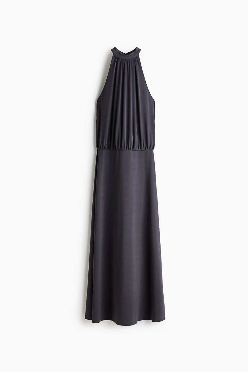 Gathered Open-Back Dress