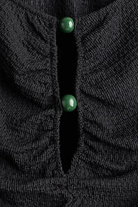 Bead-Detail Ruched Top