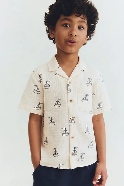 Chemise en coton avec motifs brodés
