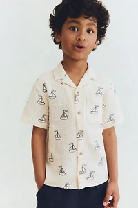 Embroidered-Motif Cotton Shirt