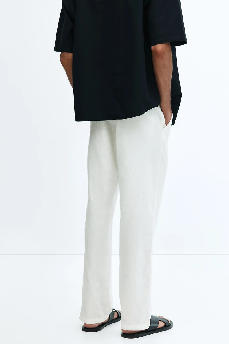 Regular-Fit Linen-Blend Pants