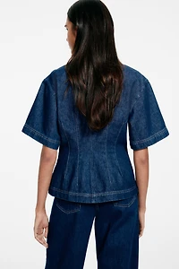 Defined-Waist Denim Shirt
