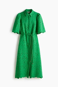 Eyelet-Embroidered Cotton Shirt Dress