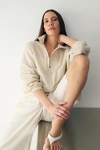 Short ample en lin mélangé