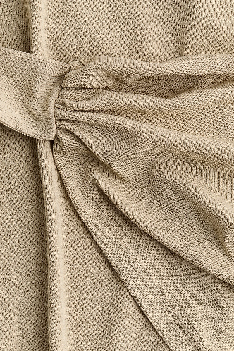 Skirt-Panel Ribbed Dress