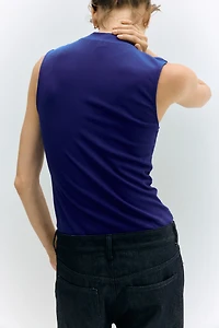 Tank Top with Stand-Up Collar