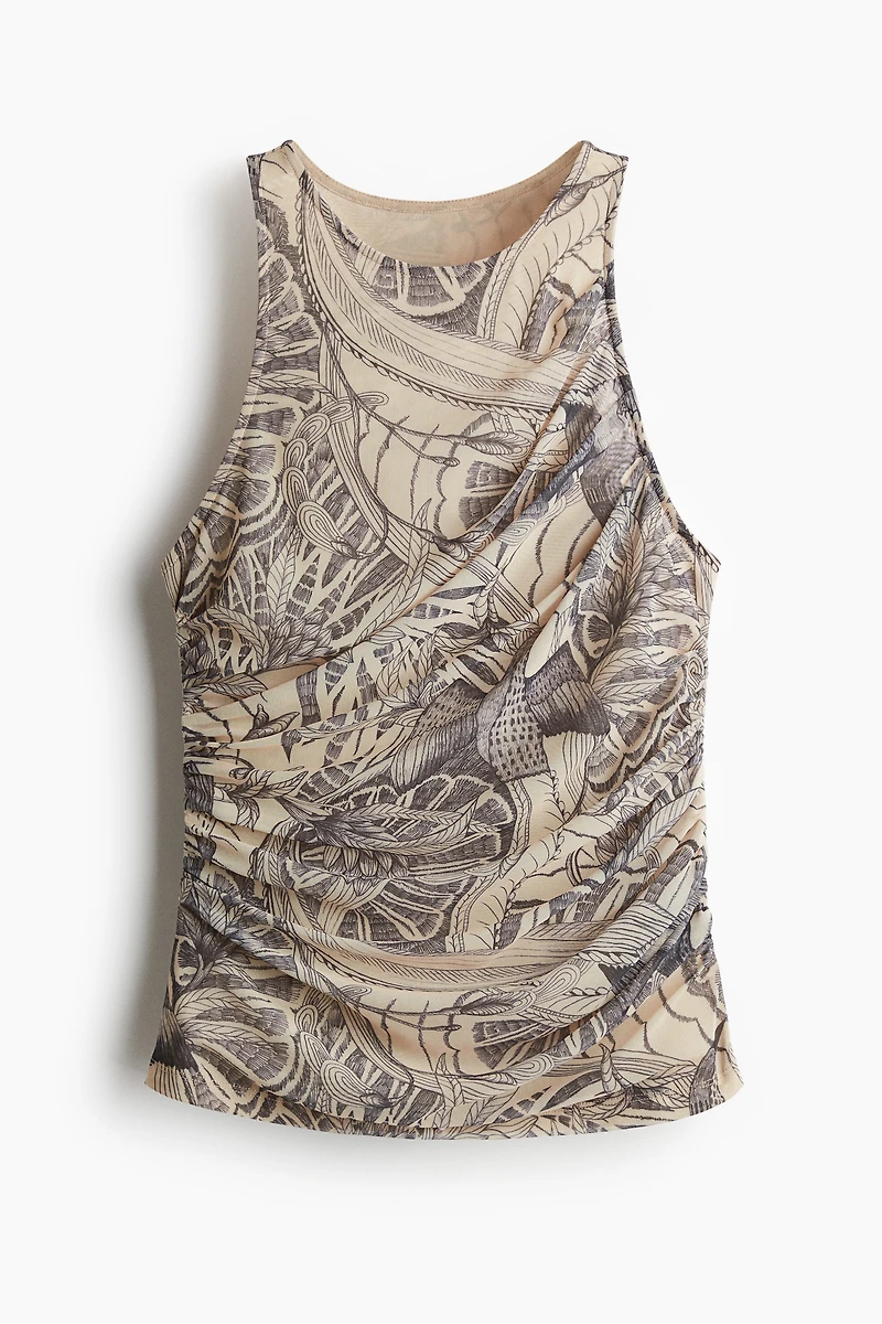 Draped Mesh Sleeveless Top