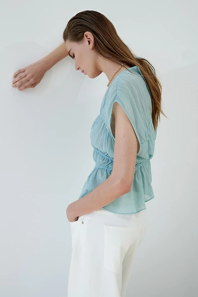 Ruched Cotton Blouse