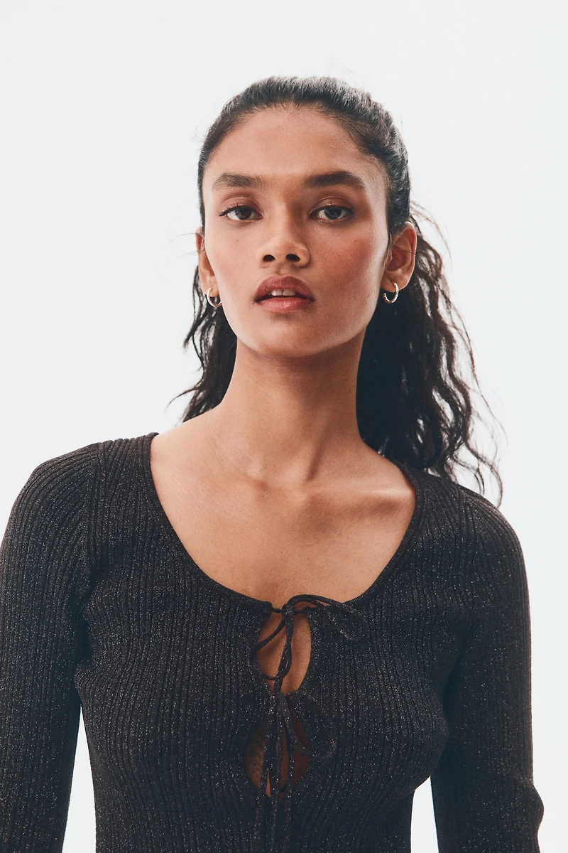 Shimmery Rib-Knit Top