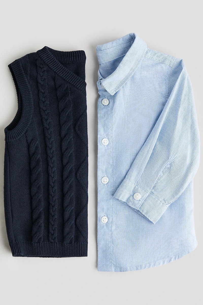 2-Piece Shirt and Sweater Vest Set