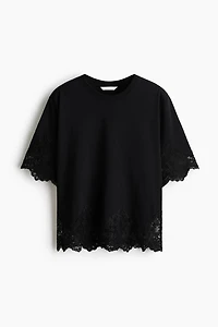 Lace-Trimmed Cotton T-Shirt