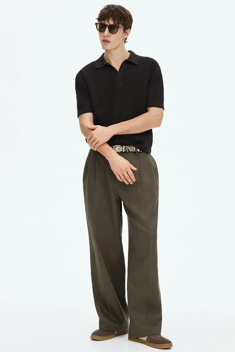 Regular-Fit Cable-Knit Polo Shirt