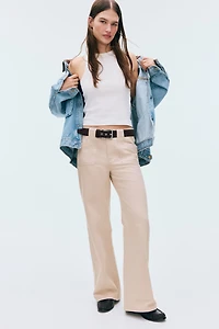 Wide-Leg Twill Pants