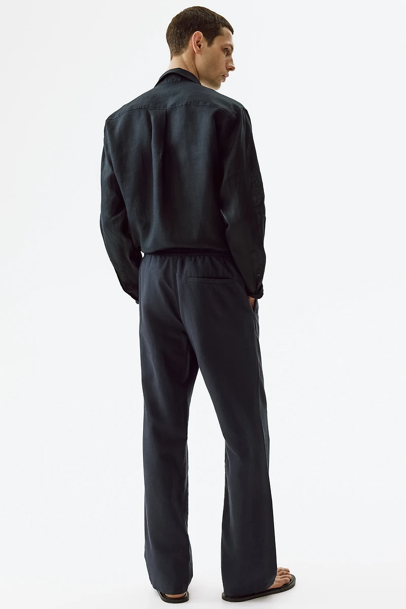 Regular-Fit Linen-Blend Pants
