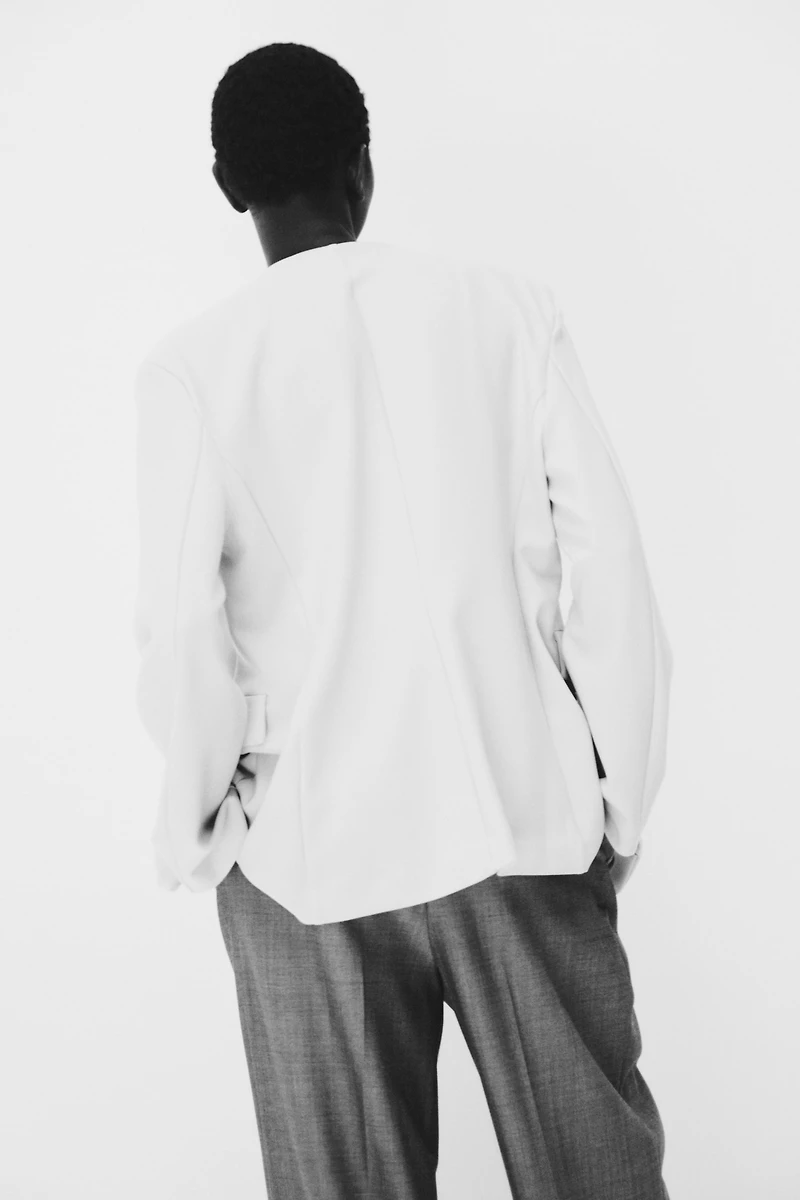 Blazer sans col en jersey