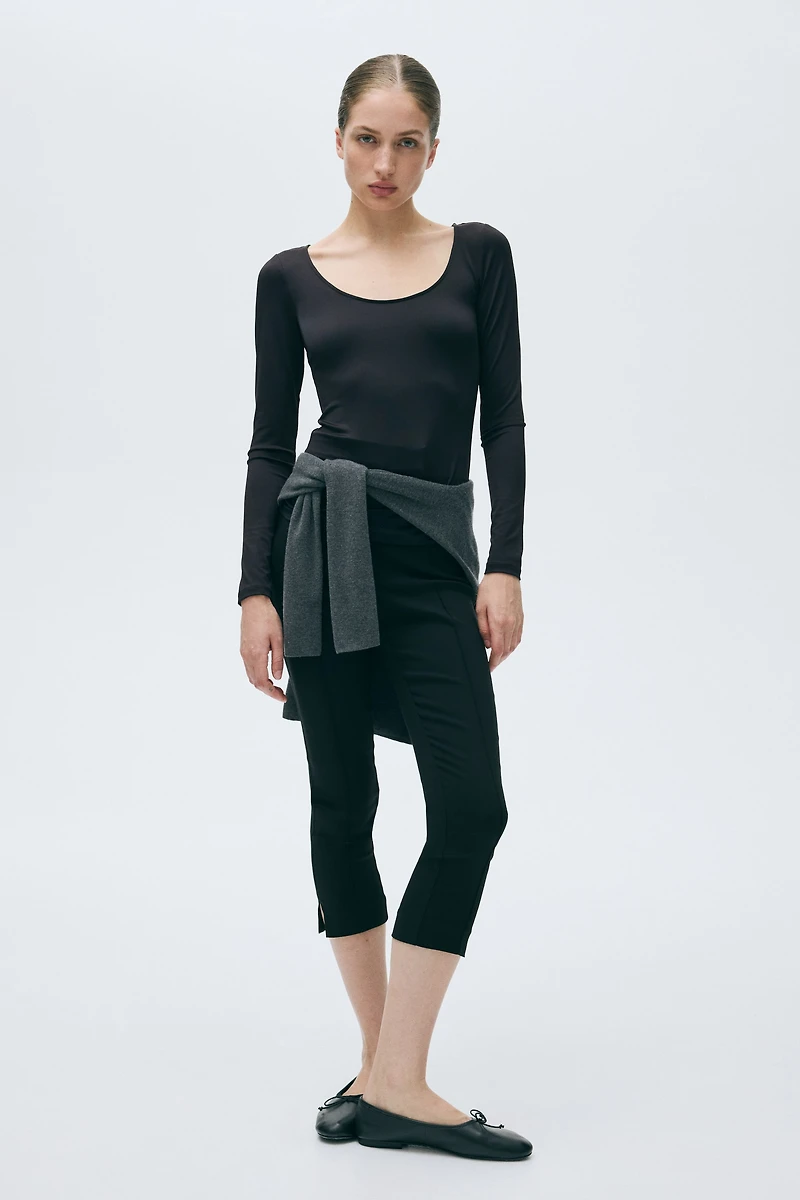 Long-Sleeved Scoop-Neck Top