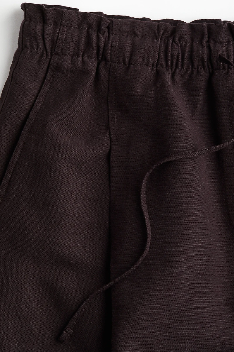 Linen-Blend Drawstring Shorts