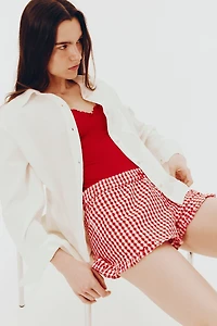 Chemise froncée en lin mélangé