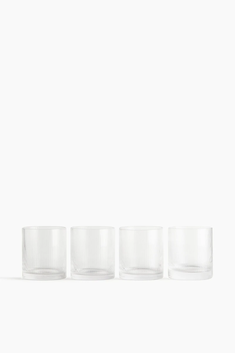 Lot de 4 verres à eau rainurées