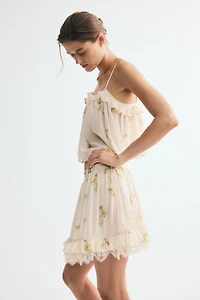 Crinkled Tie-Detail Skirt