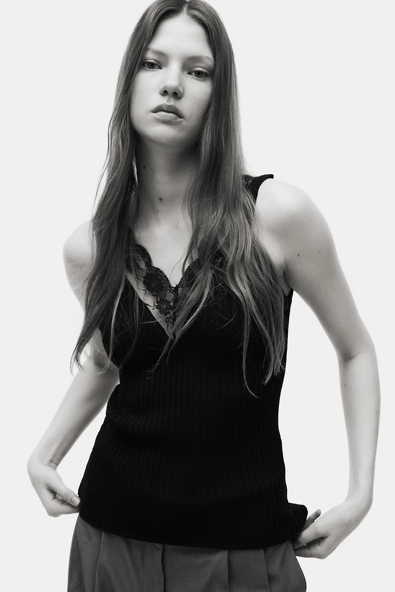 Lace-Trimmed Tank Top