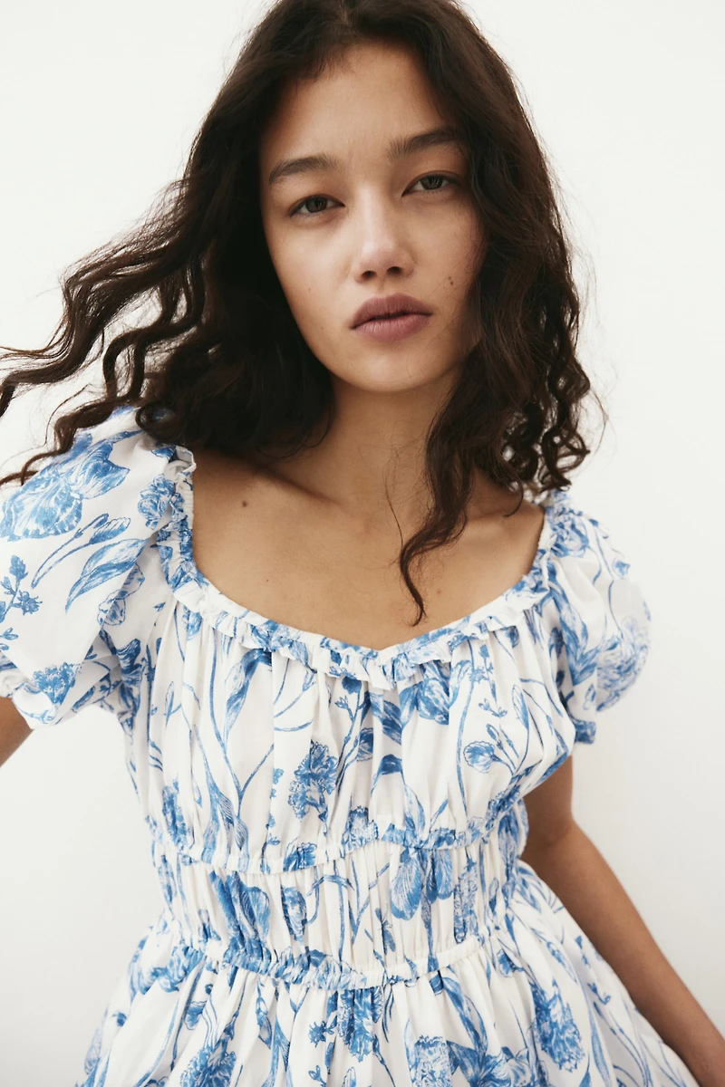 Bubble-Hem Cotton Dress