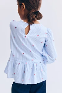 Seersucker Peplum Blouse