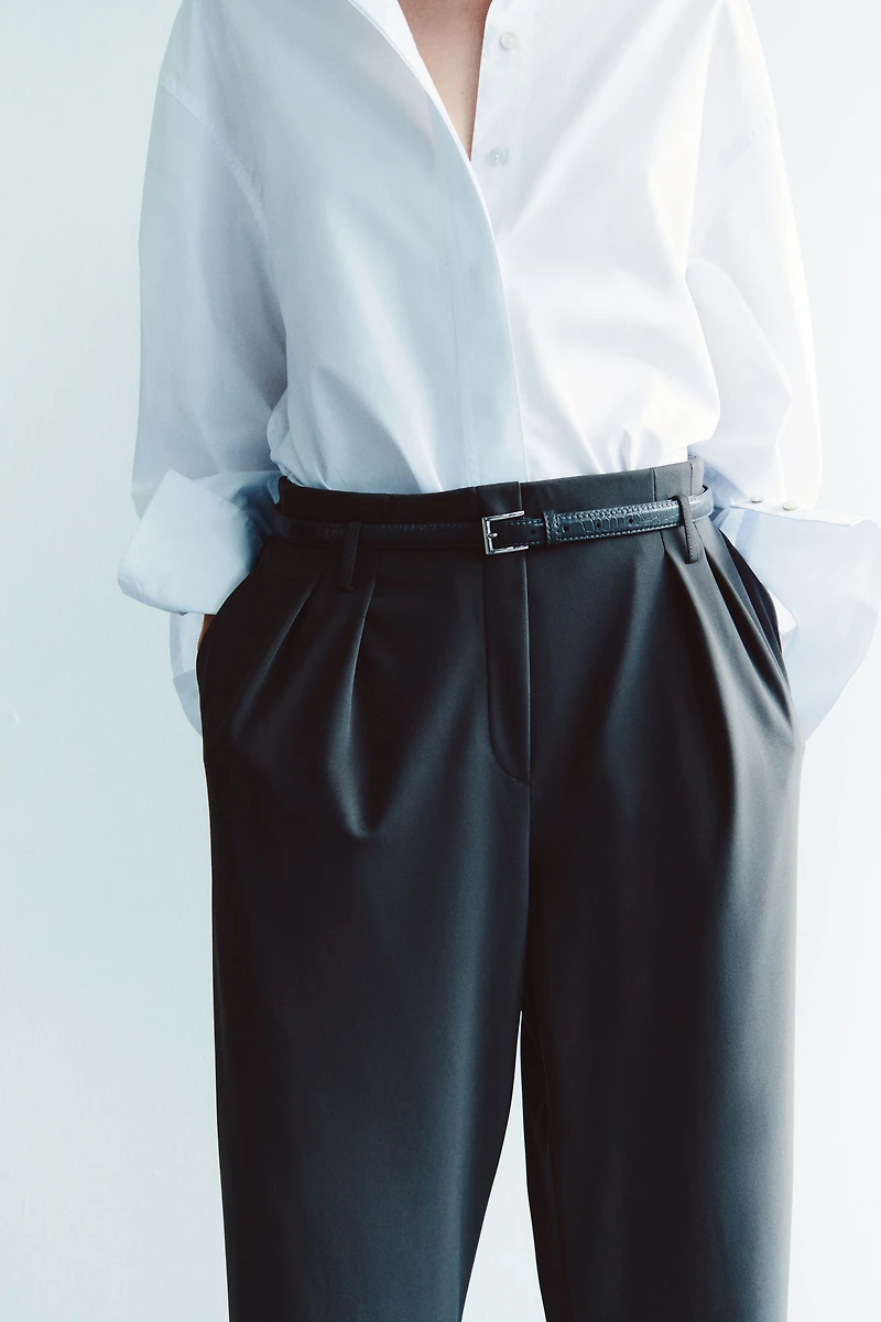 Wide-Leg Pants with Belt
