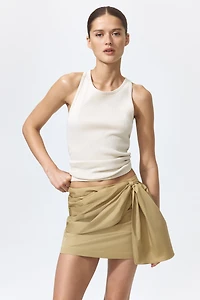Tie-Detail Twill Skirt