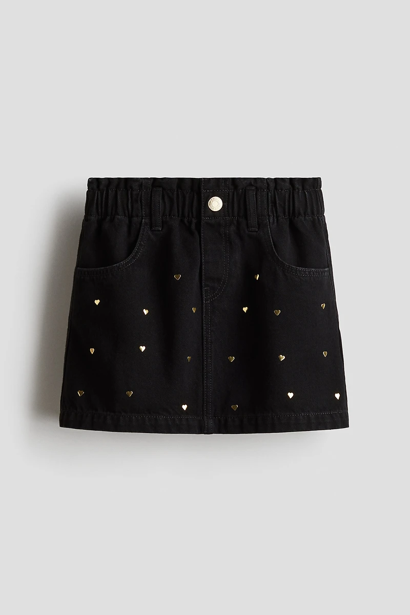 Motif-Detail Denim Skirt