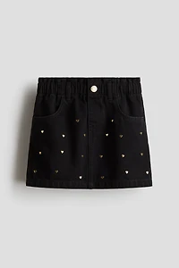 Motif-Detail Denim Skirt