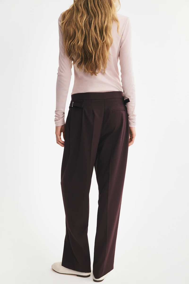 Pleated Tab-Detail Pants