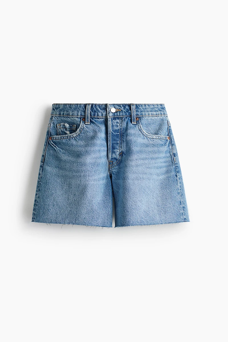 Raw-Edge Denim Shorts